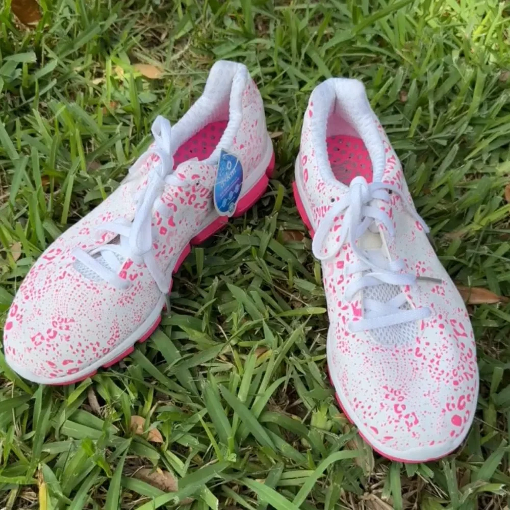 Addidas Leopard White Neon Pink Climachill Askin Tie Up Running Sneakers 7.5 NWT